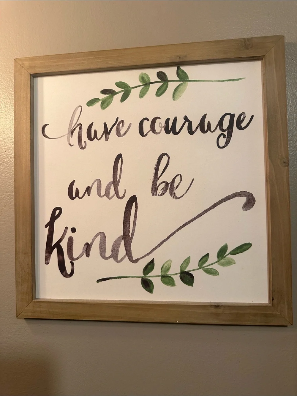 Framed 'Have Courage and Be Kind' Wall Art - White & Green